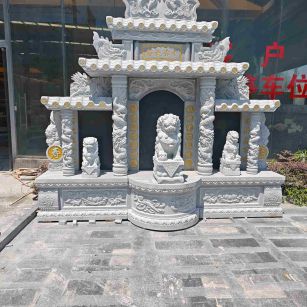 玉溪芝麻白中国黑石材套墓 花岗岩墓碑